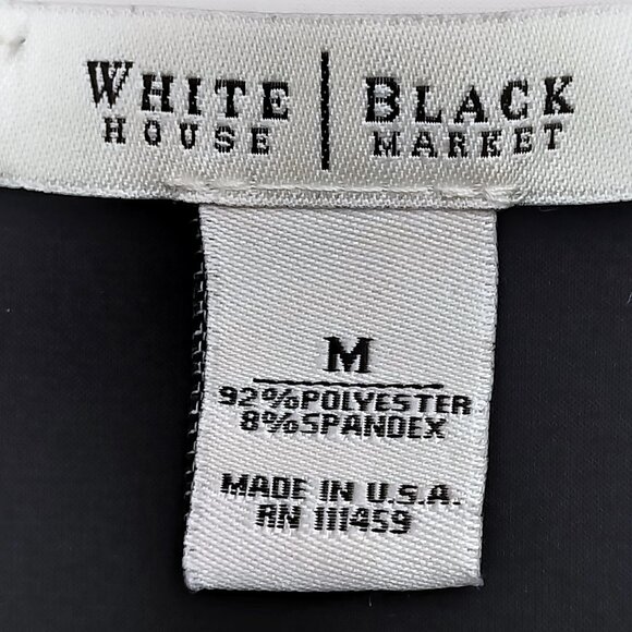 WHITE HOUSE BLACK MARKET Faux Wrap Crossover Top Y2K V-Neck 3/4 Sleeves Black M - Picture 6 of 7